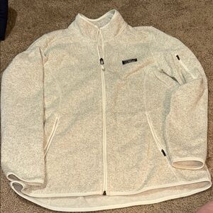 L.L. Bean Cream Heathered Full-Zip Utility Jacket